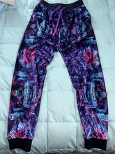 Load image into Gallery viewer, *Royal Purple Sacred Geo Joggers In Crushed Velvet
