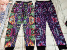 Load image into Gallery viewer, *Royal Purple Sacred Geo Joggers In Crushed Velvet