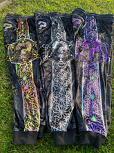 Load image into Gallery viewer, LE66 ? Black and White Crushed Velvet joggers