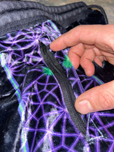 Load image into Gallery viewer, LE66 Purple Crushed Velvet Tip Joggers with matching embroidery!