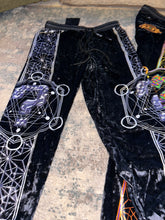 Load image into Gallery viewer, LE66 ? Black and White Crushed Velvet joggers