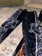 Load image into Gallery viewer, LE66 ? Black and White Crushed Velvet joggers