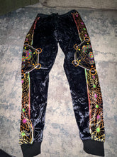 Load image into Gallery viewer, LE66 Sherbert Crushed Velvet Tip Joggers w/ matching embroidery!